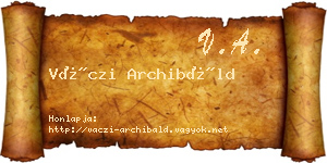 Váczi Archibáld névjegykártya